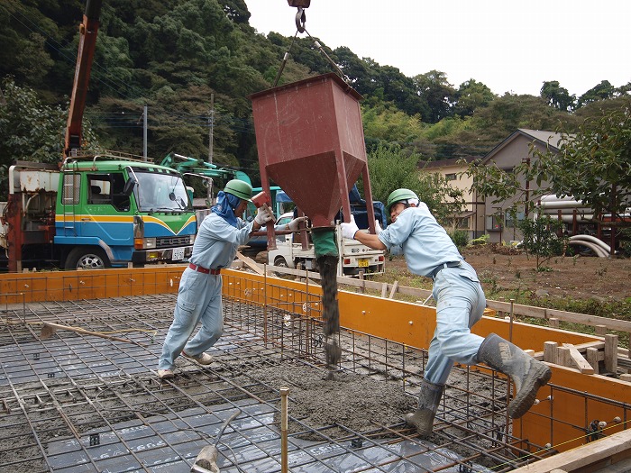 富士市新築住宅　基礎工事風景