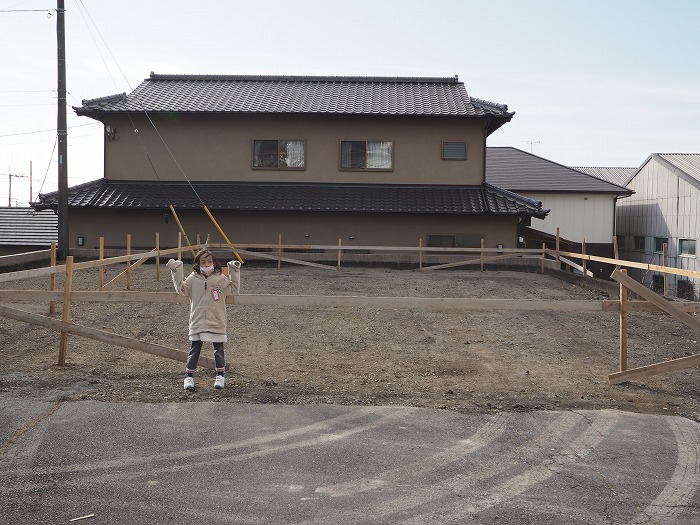 富士市　新築住宅モデルハウス　丁張り