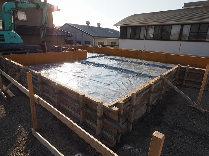 富士市　新築住宅モデルハウス　防湿・防蟻シート施工完了