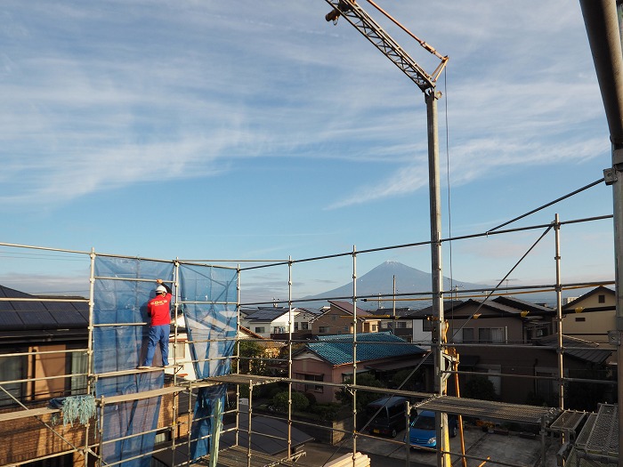 富士市 新築住宅 上棟足場